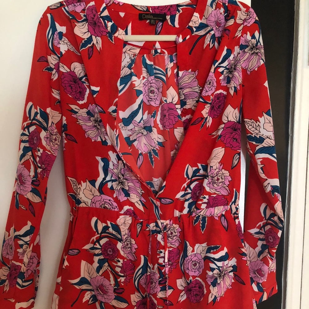 Red Floral Romper